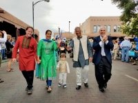 Yunus leads the procession of artists as honorary Chair of the 15th annual International Folk Art Market at Santa Fe Yunus leads the procession of artists as honorary Chair of the 15th annual International Folk Art Market at Santa Fe
